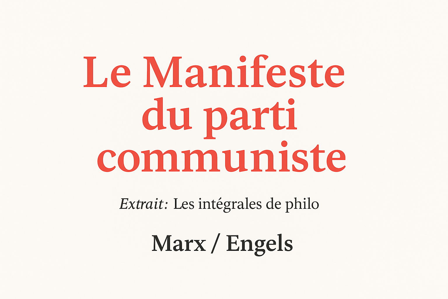 Manifeste du parti communiste Karl Marx